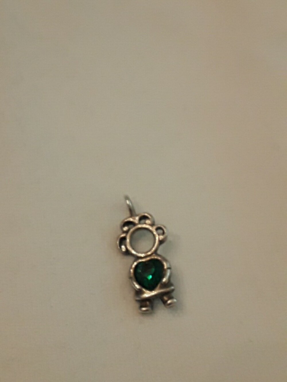 Birthstone kid charm or pendant  925 silver  dark green stone